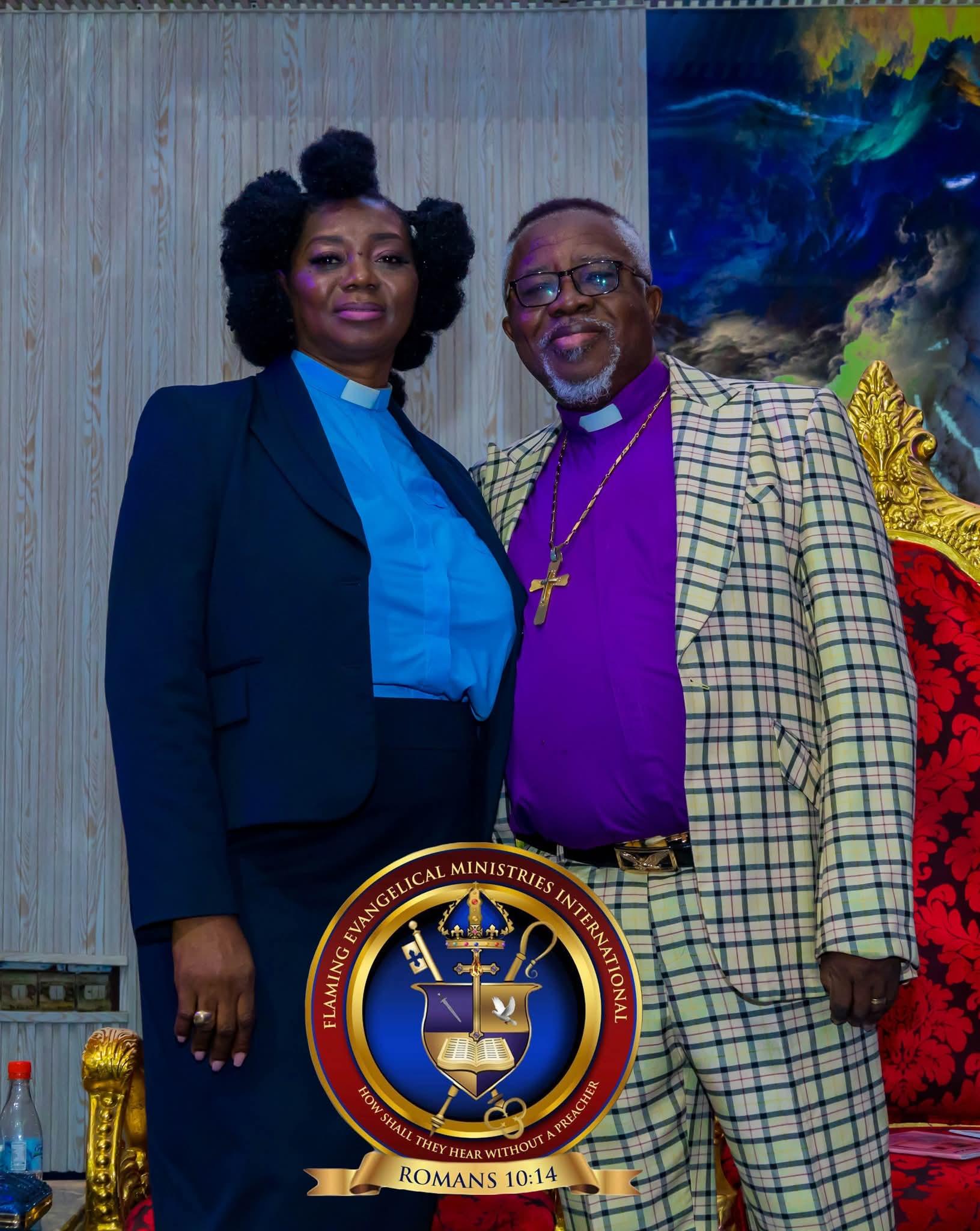 Bishop Dr. Frederick Abu Sidique Koroma and Rev. Dr. Lady Patricia Koroma, General Overseers of Flaming Evangelical Ministries HQ